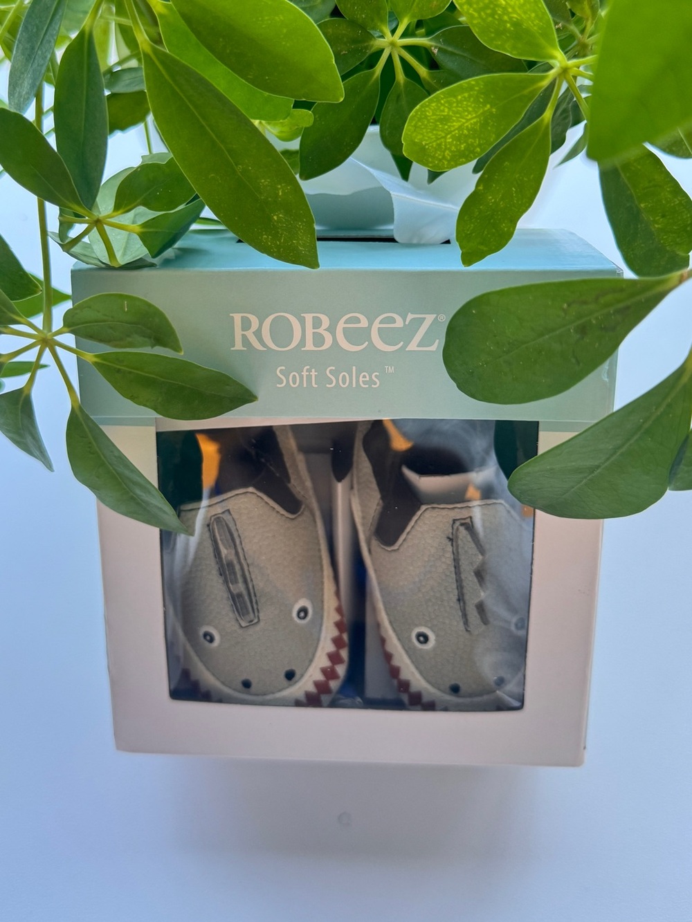 Robeez Gray Shark Soft Soles Slip-On Baby Shoes